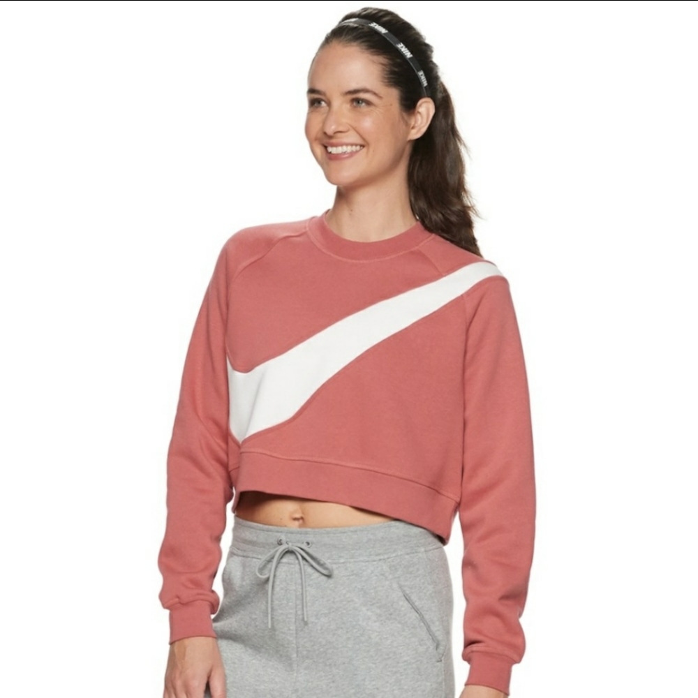 Nike swoosh dusty rose long sleeve sweater